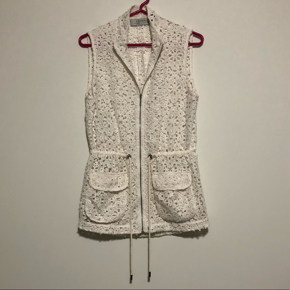 Tahari ASL White Lace Vest